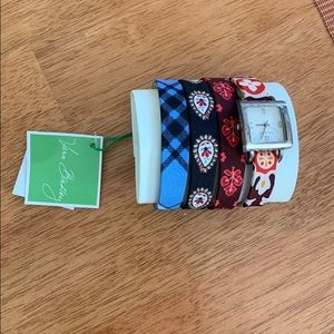 Vera Bradley watch set with 4 band options.